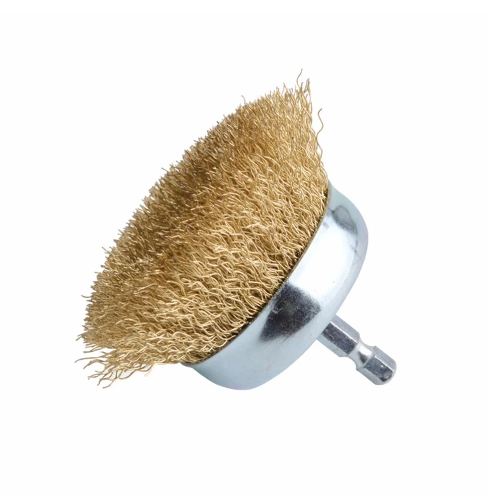 50mm Steel Wire Brush Brass Plated Wheels Brushes Drill Rotary Tools Metal Rust Removal Polishing Brush wire brush stainless steel wire brush wire brush set wire cleaning brush drill brush electric wire brush power scrubber drill brush electric drill brush