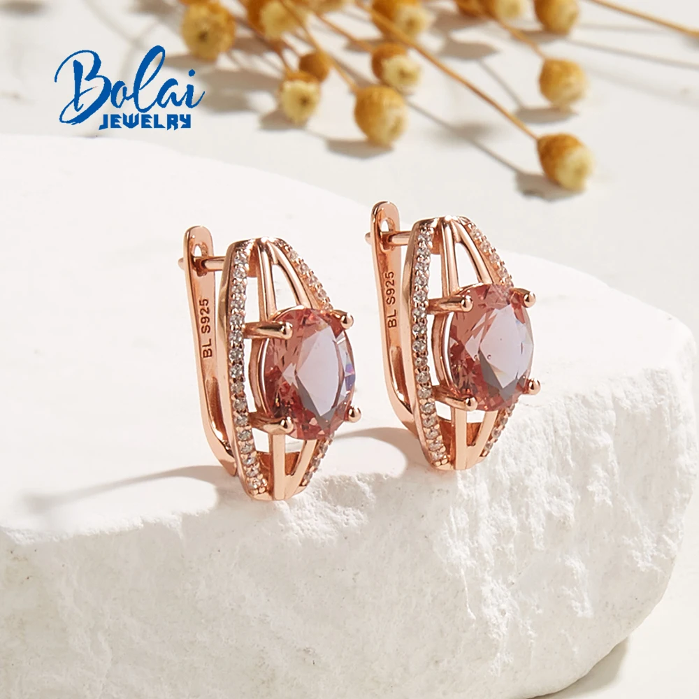 

Bolai, 925 Sterling siver clasp earring with color diaspore zultanite created gemstone fine jewelry for women nice gift