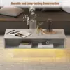 LED Coffee Table with Storage, Rectangular Center Table for Living Room, Modern High Glossy Farmhouse Coffee Table with16 Colors 6