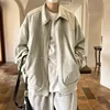 FA670 2024 New Men's Hong Kong Style Versatile Tooling Jacket Fashion Casual Solid Color Simple Top 2