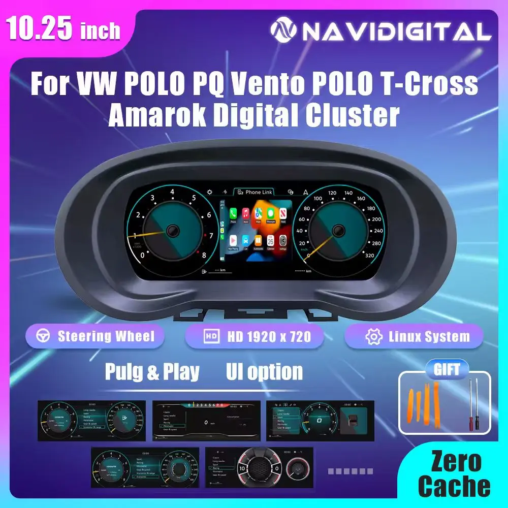 Panel de instrumentos digital Navidigital para VW POLO PQ Vento/POLO T-Cross/Amarok, compatible con Carplay, panel de instrumentos, cabina. 1