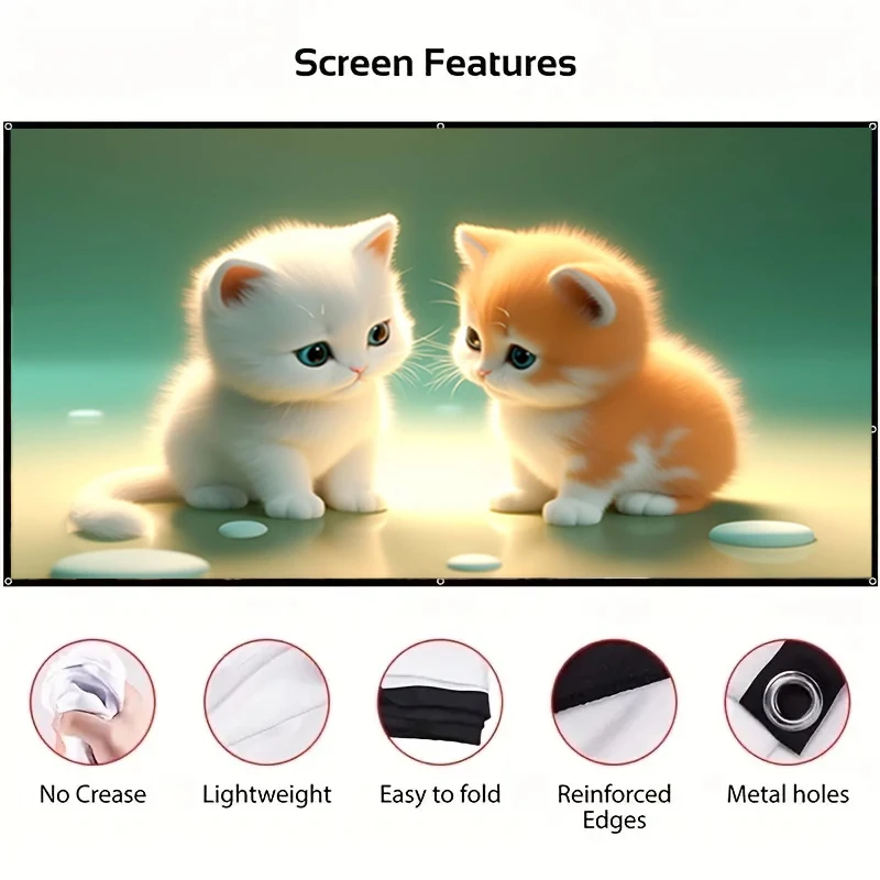 Projector Screen Simple folding milk silk soft 60-150 inches 16:9 portable outdoor high-definition movie projection fabric