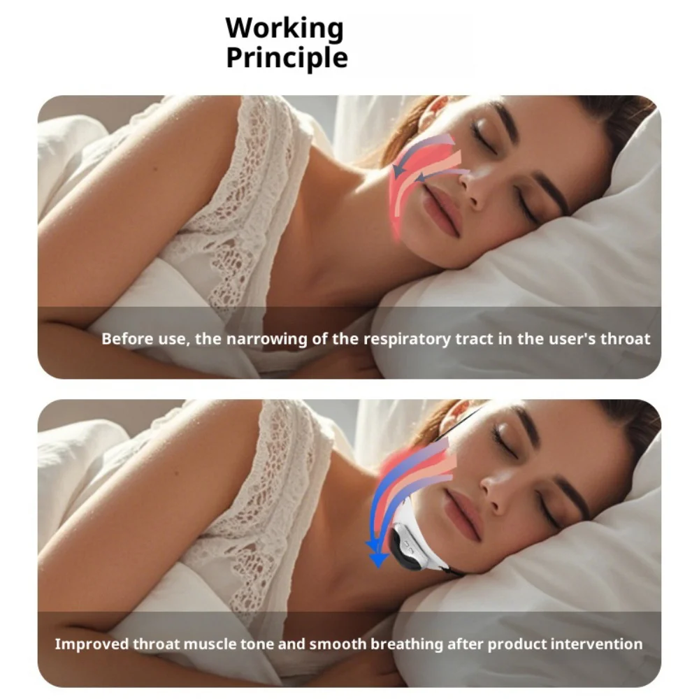 Pulmonary Pulse Massager Sleep Aid Snoring Corrector Electric Smart Anti-Snoring Device Tool Wearable Stop Snoring Solution