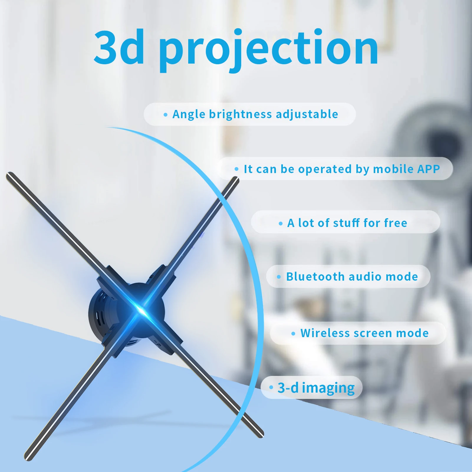 F60 3D Hologram Projector Advertising Display Fan Wall-mounted Player 3D Naked Eye 2K HD LED Photo Video Fan with 720pcs LED