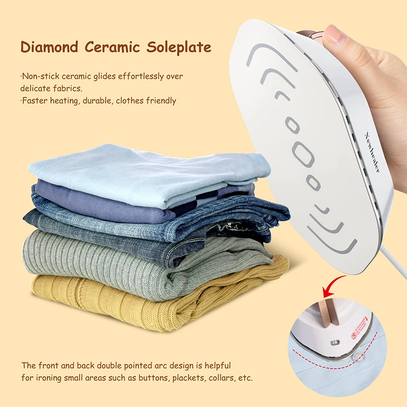 Handheld Mini Electric Dry Iron 120V/220V Dual-voltage 30S Heat Non-steam Garment Irons for Clothes Portable Lightweight Travel 3