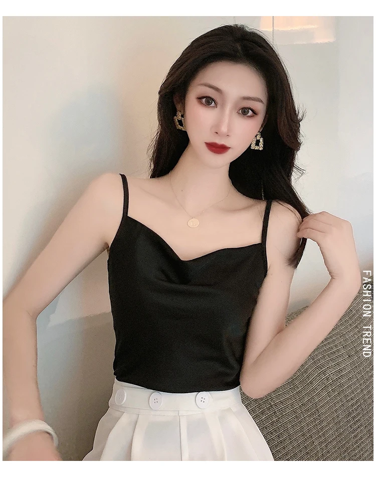 white bra Sexy Satin Silk Tank Top Halter Crop Tops Women Summer Camis Backless Camisole Casual Tube Top Female Sleeveless Cropped Vest camisole bra