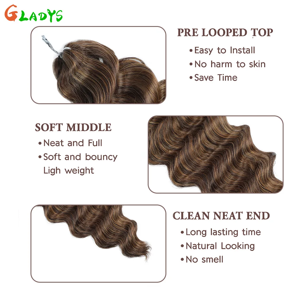 26 Inch Ombre Brown Crochet Hair Extensions 300g/Strand Synthetic Hair Crochet Hair Body Wave Crochet Braiding Hair Extensions 6