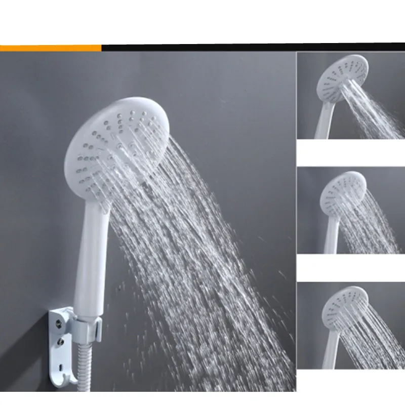 White Shower Faucet Brass Mixer Wall Mounted Single Handle Bathroom Mixer Tap ABS Hand Shower 4