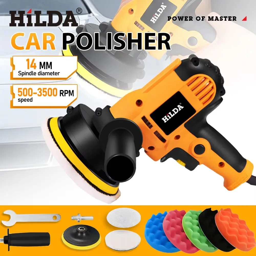Car Polisher Cordless Car Polisher Electric Polisher HILDA Electric Car Polisher Machine Auto Polishing Machine Adjustable Speed Sanding Waxing Tools Car Accessories Powewr Tools