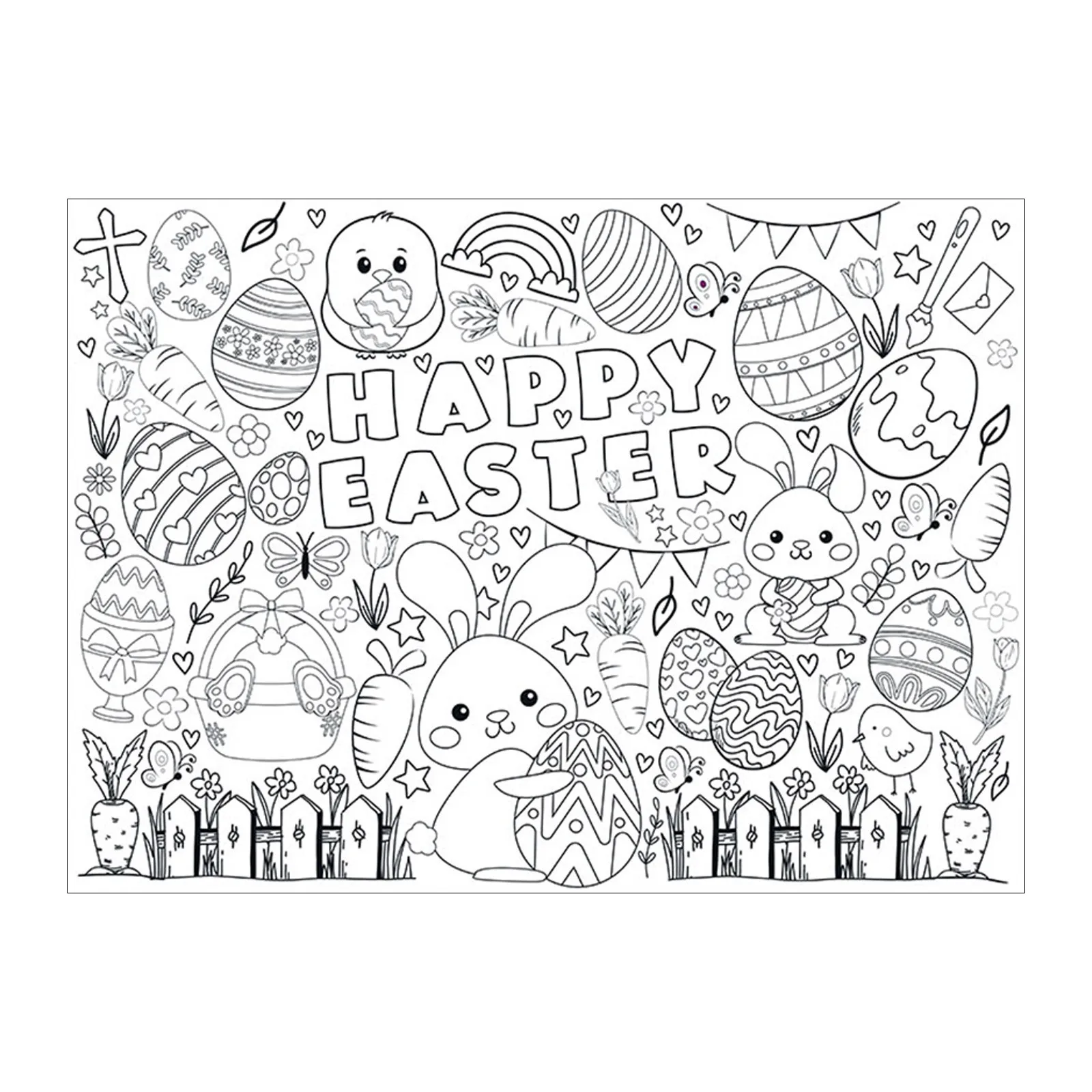 DIY Easter Coloring Poster,Happy Easter Coloring Tablecloth,Design With Easter Crafts School Activities Party Decorations 2