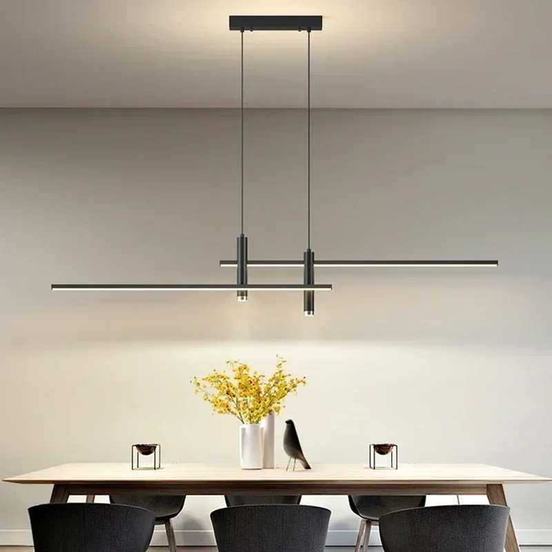 Led lamp Modern LED Pendant Lamp Dimmable Dining Table Kitchen Minimalist Black Gold Chandelier Home Decor Lighting Lusters Fixtures