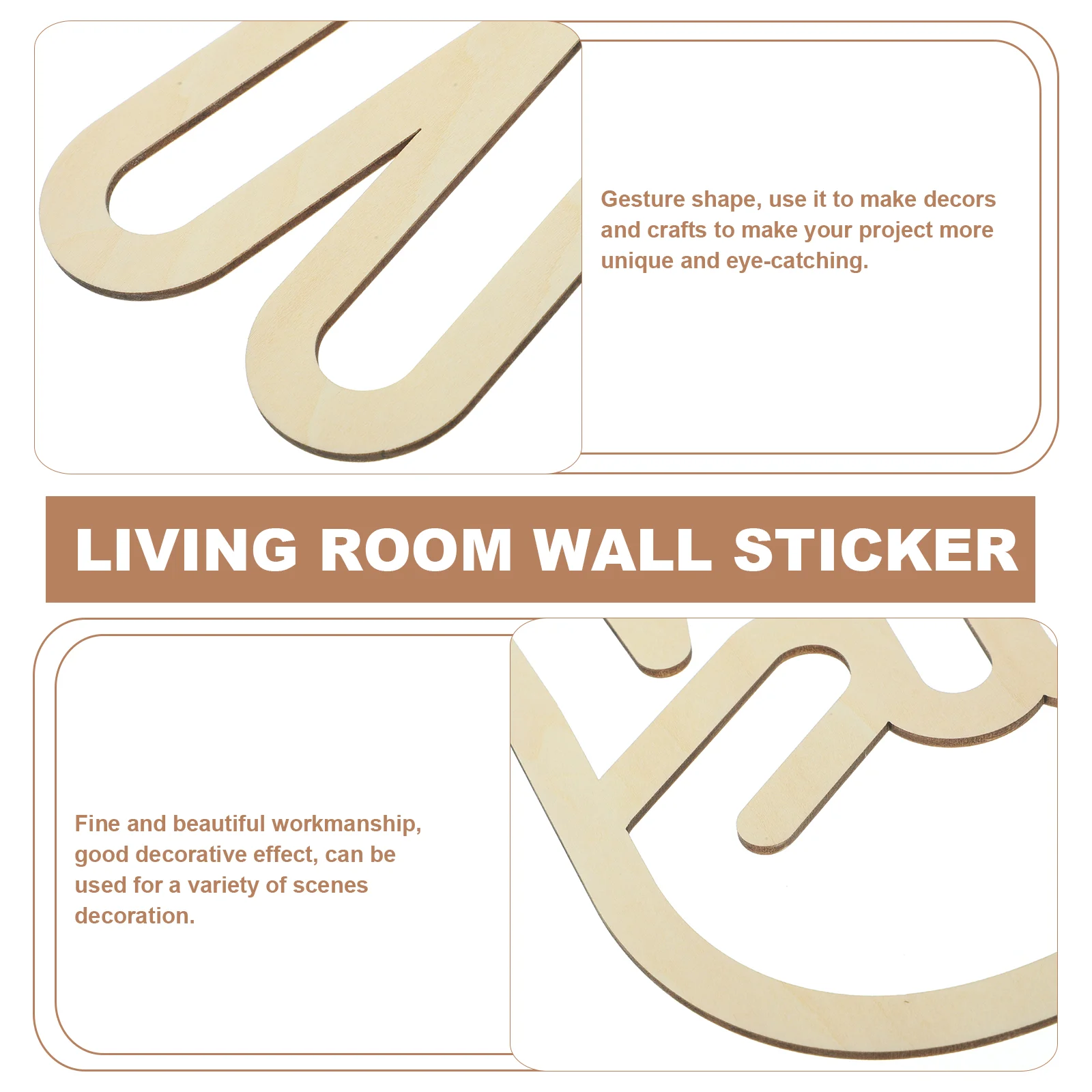 Hand Sign Wall Ornament Wooden Gesture Stickers Decal Props Kitchen Decor Office