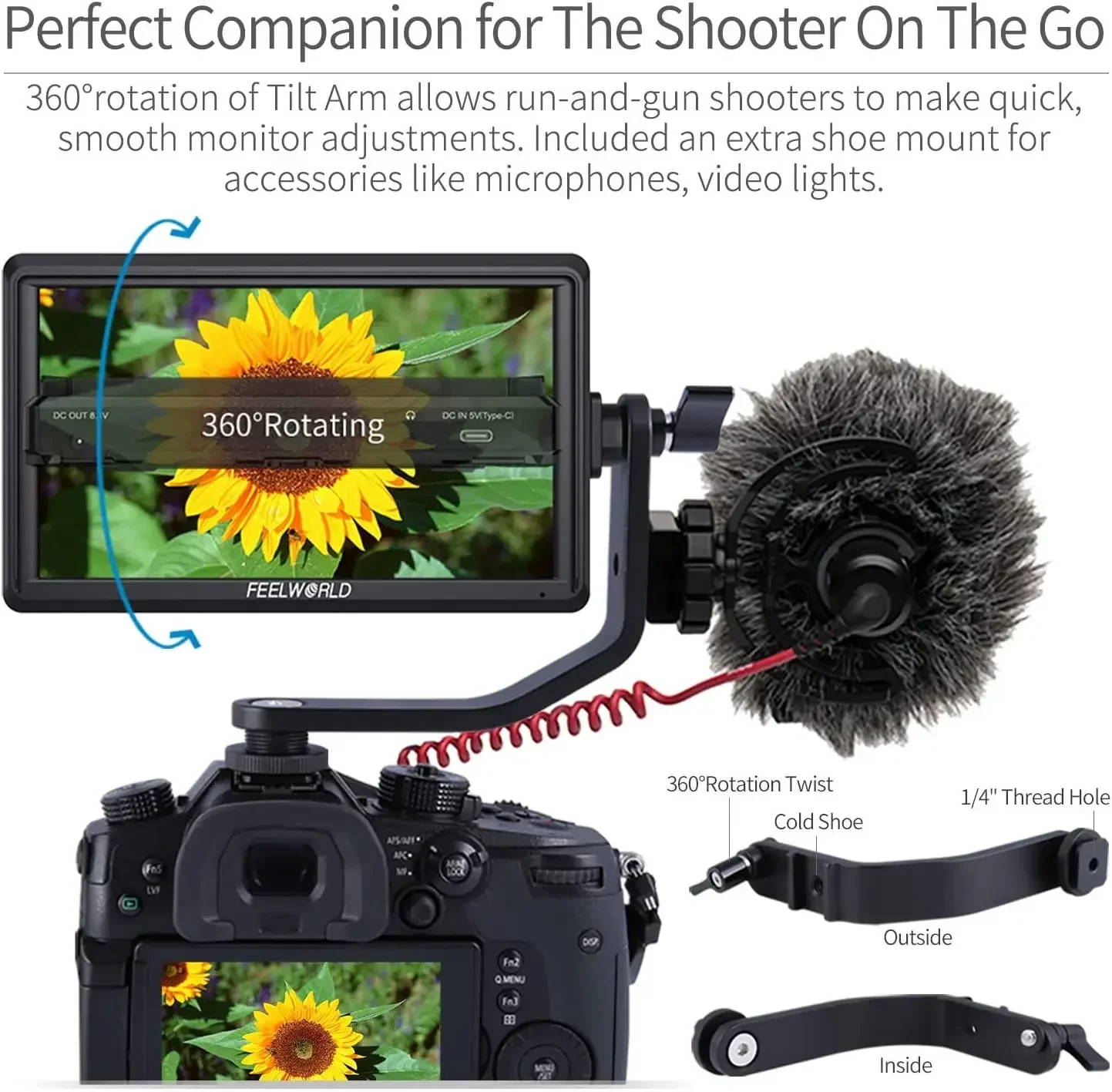 FEELWORLD FW568 V3 6 Inch DSLR Camera Field Monitor with 3D LUT Full HD1920X1080 Support HDMI Output Monitor for live streaming