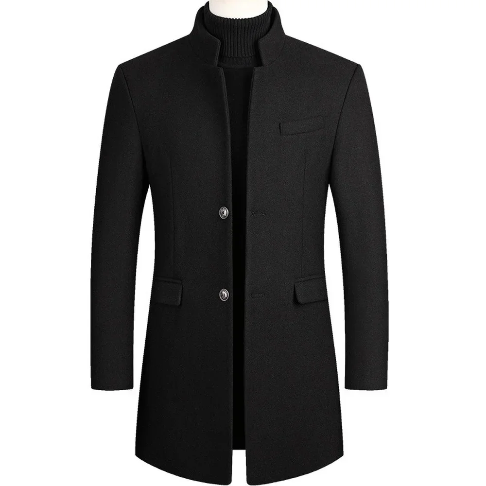 Winter Men Slim Fit Long Sleeve Cardigans Blends Coat Jacket Suit Solid Long Thick Coats warmth coat casual men jacket