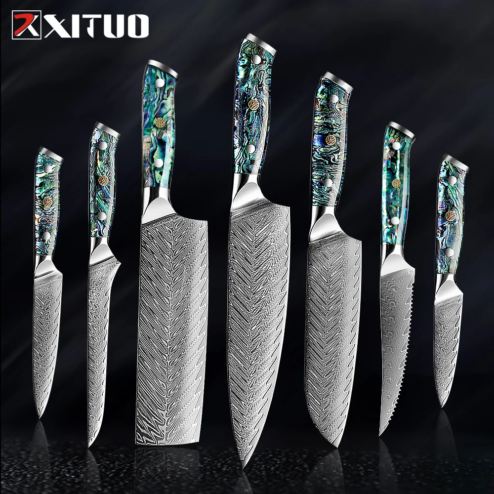 XITUO Damascus Steel Kitchen Knife Set 1-5 PCS