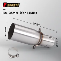 Universal Motorcycle Intermediate Exhaust Pipe with Enhanced Muffler, 51mm Adjustable Diameter (35MM)