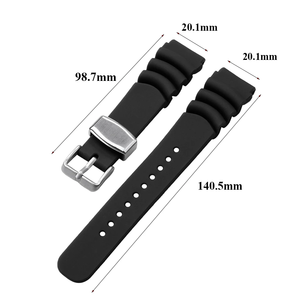 Silicone Sport Waterproof Watch Band - Unisex Replacement Strap 20mm/22mm