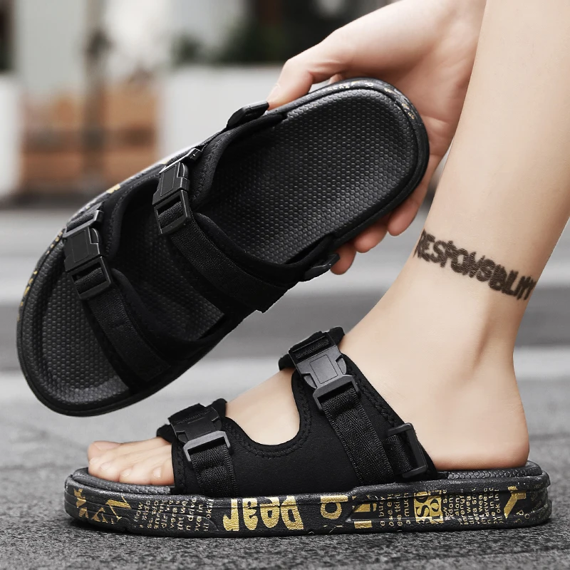 

Сандалии мужские массажные, плоская подошва, Нескользящие, удобные, летние пляжные тапочки, для улицы