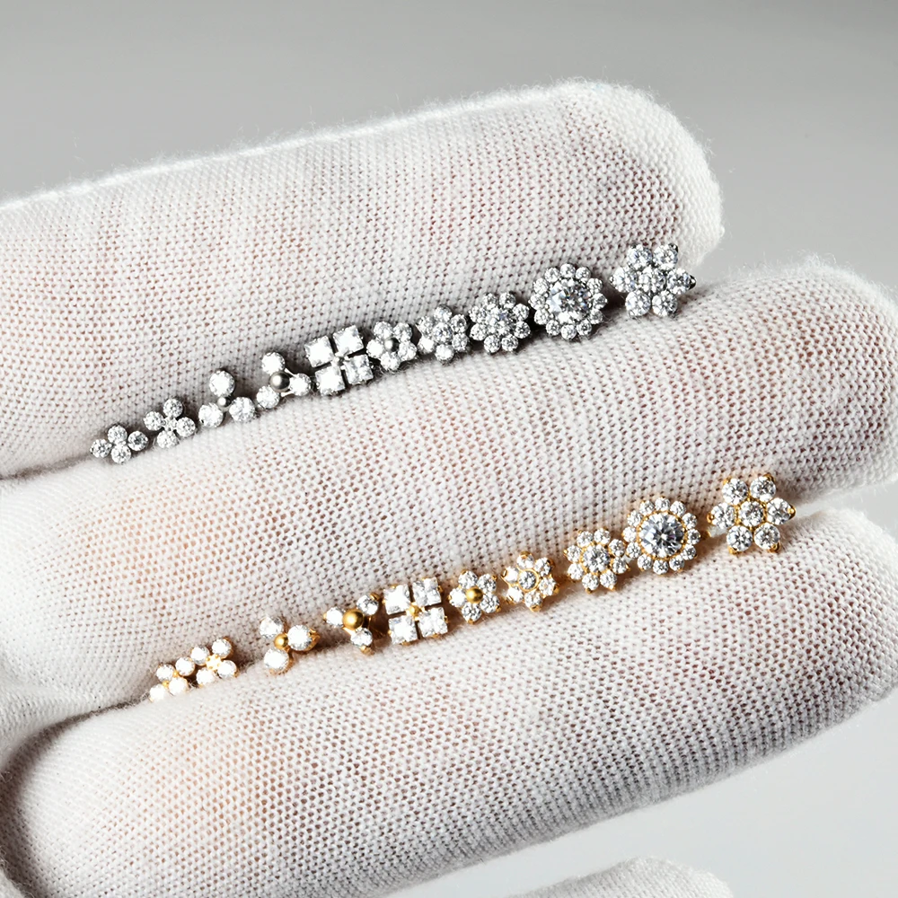 Dreamlee G23 Solid Titanium Rook Helix Stud Inner Screw Flat Back Tragus Cartilage Earring Lobe Labret Piercing Jewelry 16g - Image 3