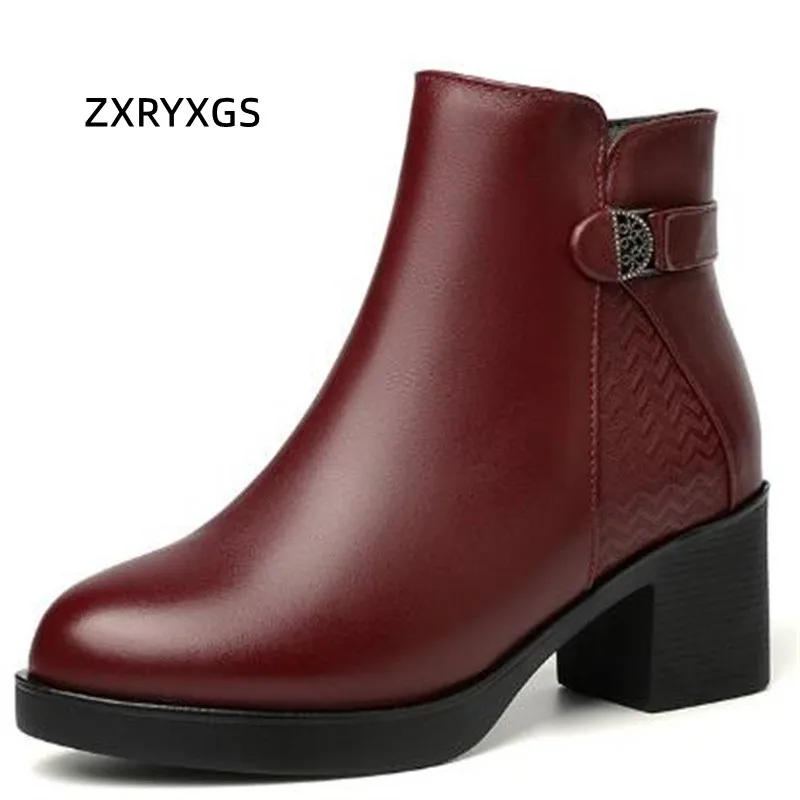 

High Quality Full Cowhide real leather Boots Elegant Fashion Boots banquet Wedding trend boots Winter Wool Snow Boots Women Boot