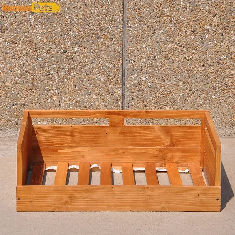 Pet Bed Solid Wood All Season Universal Floor Dog Kennel Off Ground Bed Detachable Washable Indoor Dog Summer and Winter