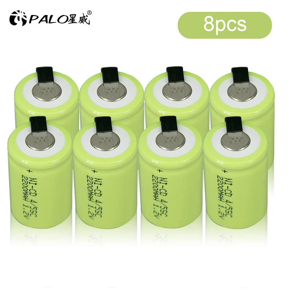 Palo 1.2 V Sc Batteria Ricaricabile Ni-Cd 2200Mah 1.2 V Sub Cella C Con Linguette Di Saldatura Utensile Elettrico Nicd Sub C Batterie Cacciavite