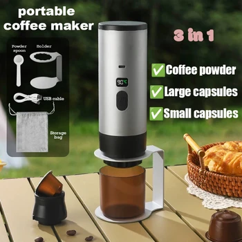 Macchina da caffè portatile senza fili per campeggio e auto Macchina da caffè portatile con display digitale Macchina per caffè espresso portatile 3 in 1 1