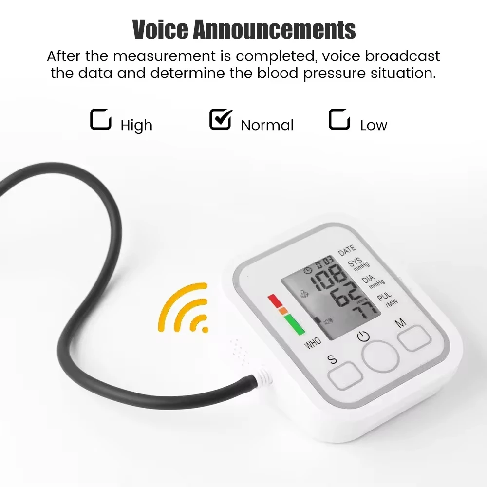 Blood Pressure Monitor Blood Pressure Meter ABX Automatic Digital ARM Blood Pressure Monitor Sphygmomanometer Tonometer Tensiometer Heart Rate Pulse Meter BP Monitor Voice