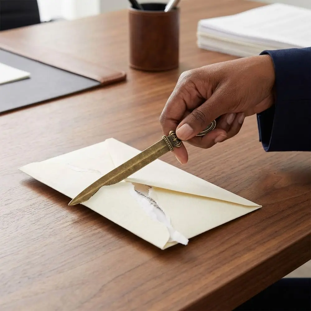 4 Pcs 내구성 있는 아연 합금 편지 오프너 경량 골드 메일 오프너 청동 레트로 편지 오프너 도구 홈