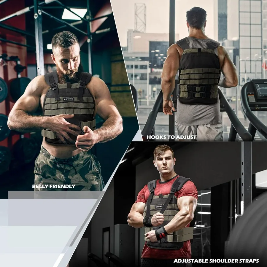 Adjustable from 16-31 lbs，Tactical Adjustable Weighted Vest with Weight Plates Included, Quick Release Strength Training Weight,
