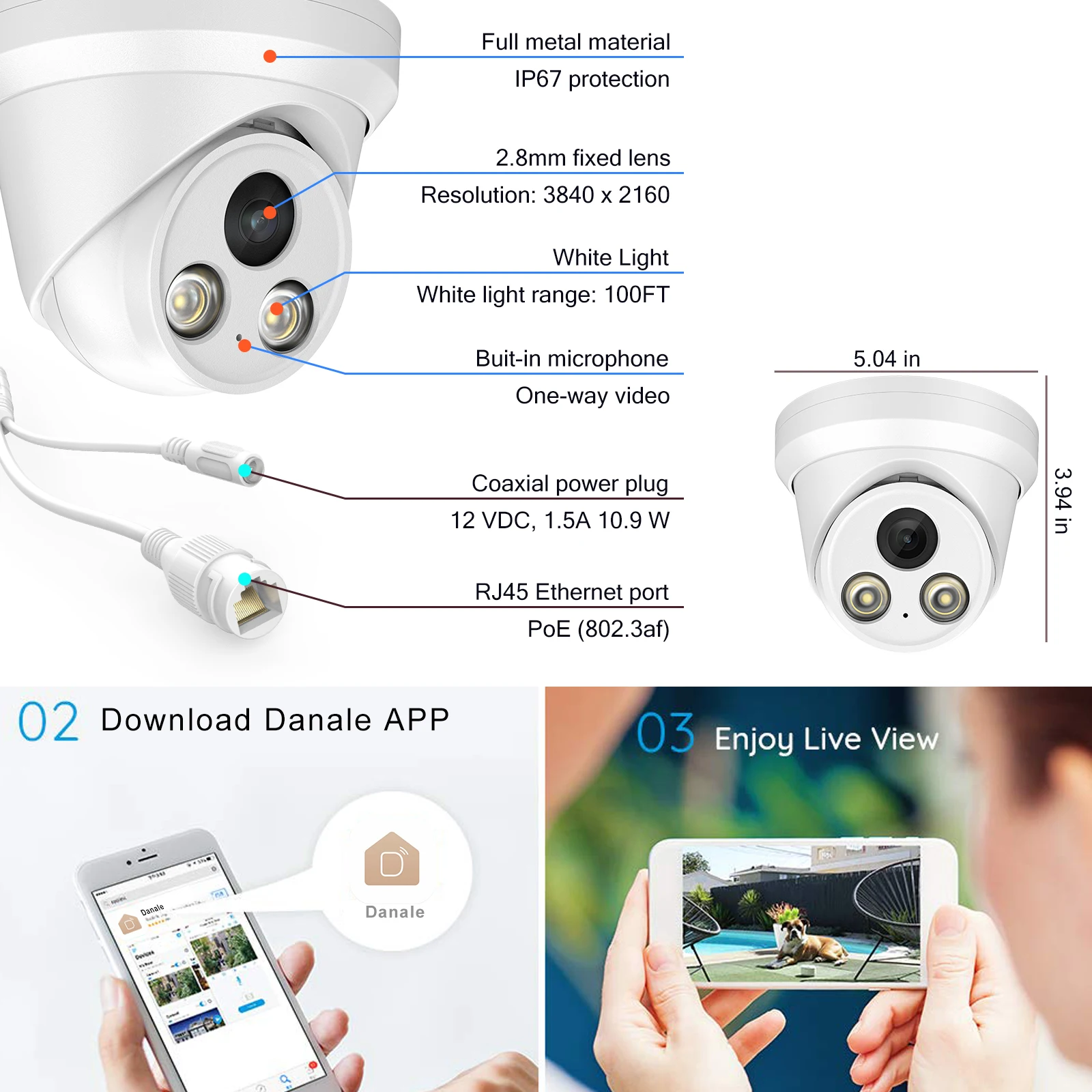 Hikvision Compatible ColorVu 5MP Dome POE IP Camera 8MP
