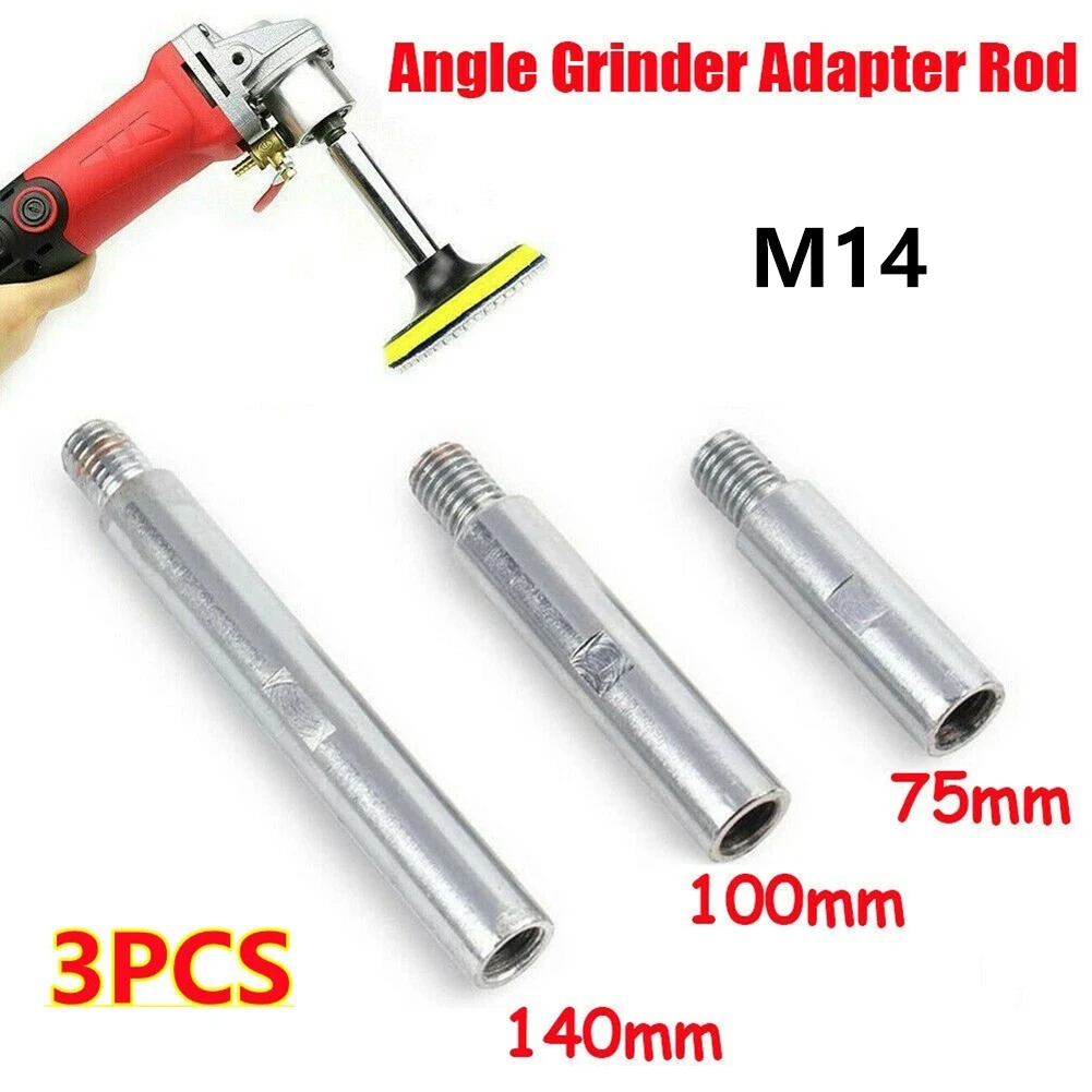 

3pcs Angle Grinder Bit Extension Shaft 75/100/140mm M14 Connecting Rod For Polishing Pad Grinding Connection Adapter Power Tool