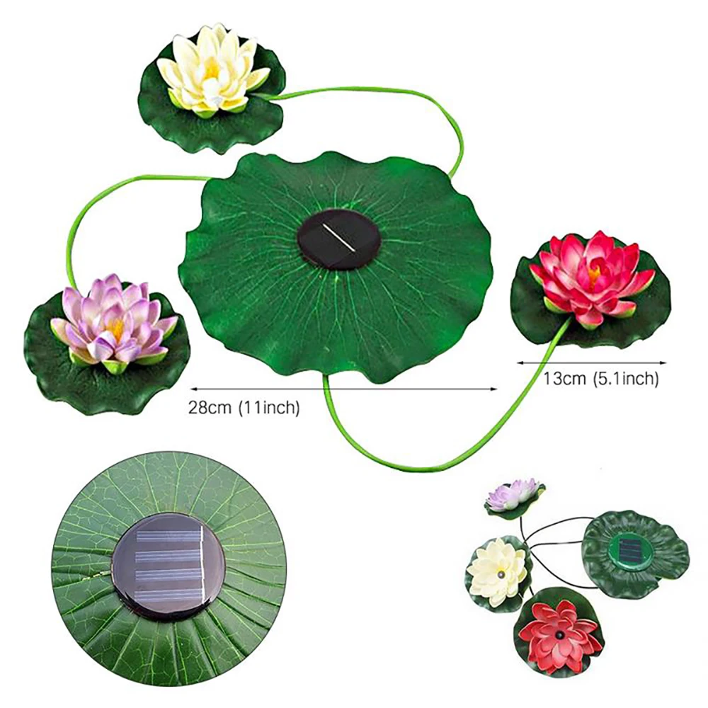 Solar Powered Lamp Night Light LED 28cm Artifical Floating Lotus Garden Pool Pond Fountain Decoration Garden Accessories