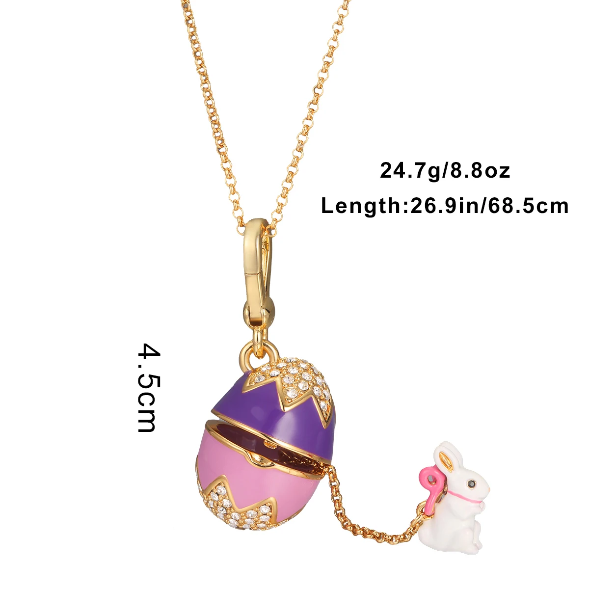 Fashion Openable Enamel Easter Egg Rabbit Pendant Necklace for Women Elegant Niche Party Jewelry Keychain Pendant Valentine Gift 6