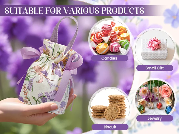 New Wedding Candy Bag Portable Canvas Gift Bag Party Wedding Goodie Packing Box Vintage Floral Handheld Gift Storage Bag