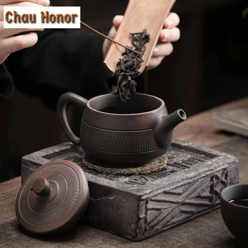 230ml Qingxi Purple Pottery Teapot Handmade Home Kung Fu Tea Set Unglazed Polished Iron Tire Single Pot Tea Ceremony Drinkware