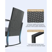 3 Pieces Patio Furniture Set Rocking Bistro Set Outdoor Rattan Conversation with Coffee Table for Garden Balcony Backyard Poolsi 3