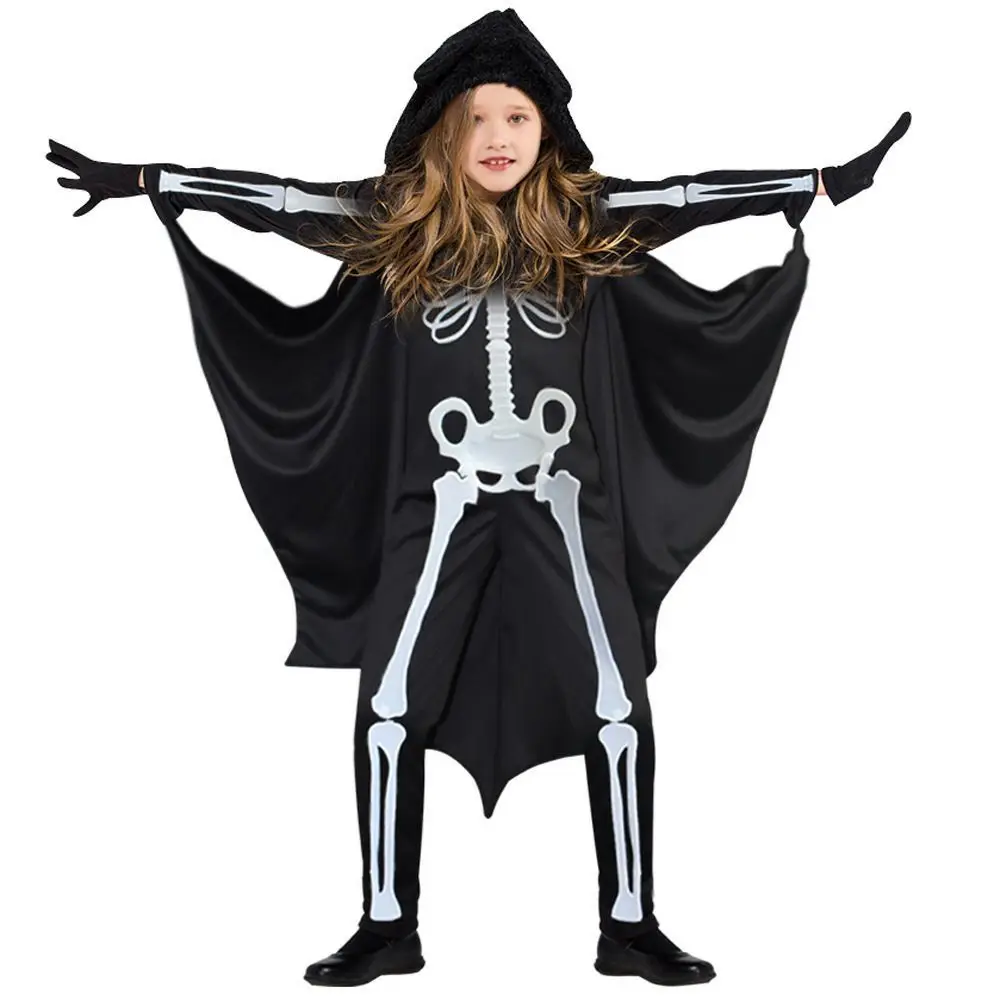 

Halloween Children Costume Cloak Bat Cape Witch Skeleton Ghost Kids Girls Boys Carnival Party Stage Performance Scary Costume