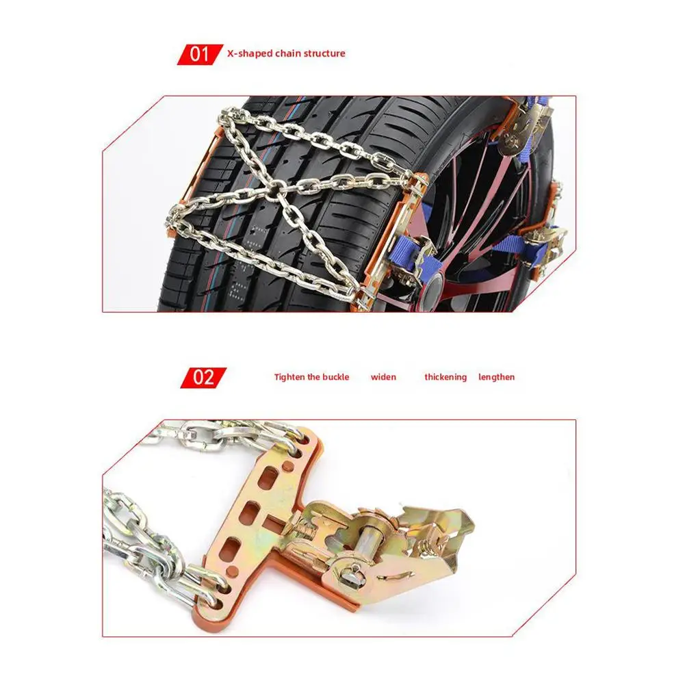 Winter Vehicle Anti-skid Chain Plus Thick Manganese Steel Chain Adjustable Car Snow Chains Universal Ice and Mud Emergency