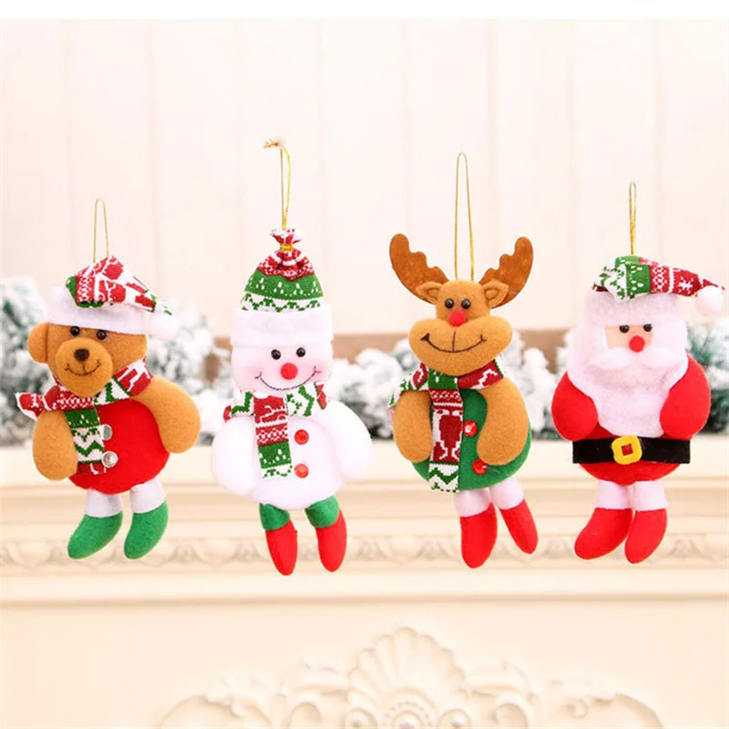 

Christmas Fabric Doll Pendant DIY Xmas Gift Santa Deer Bear Snowman Pendants for Christmas Tree Home Decorations Navidad