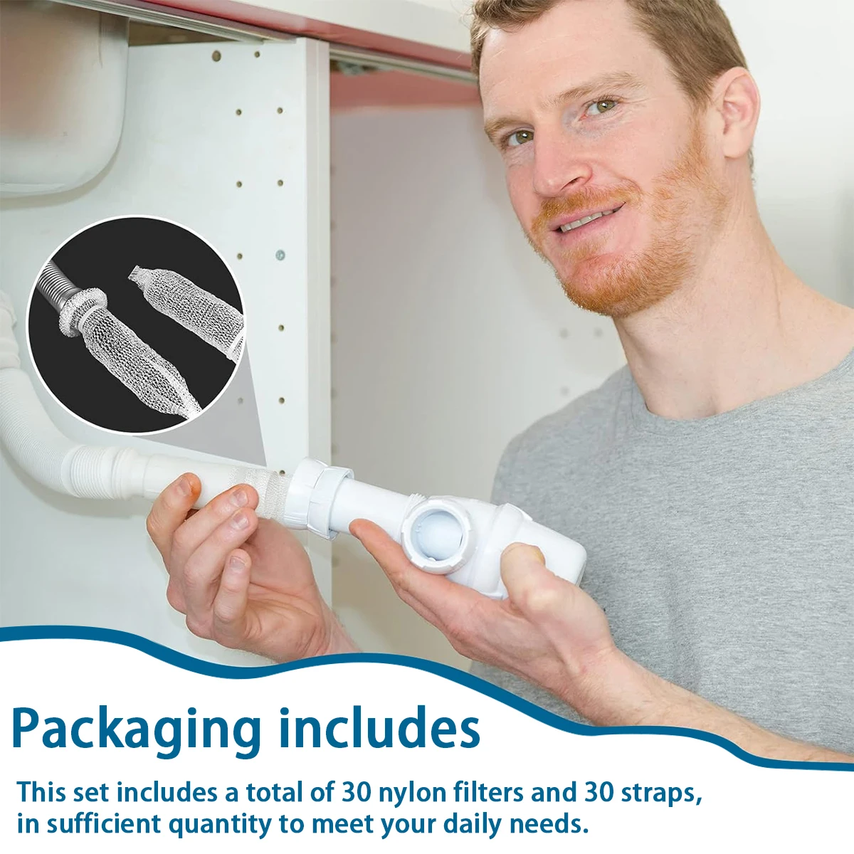 30PCS Washing Machine Drain Filter With Binding Zip Tiesm Multipurpose Washer Hose Lint Traps for Washing Machine Sink Bathtub