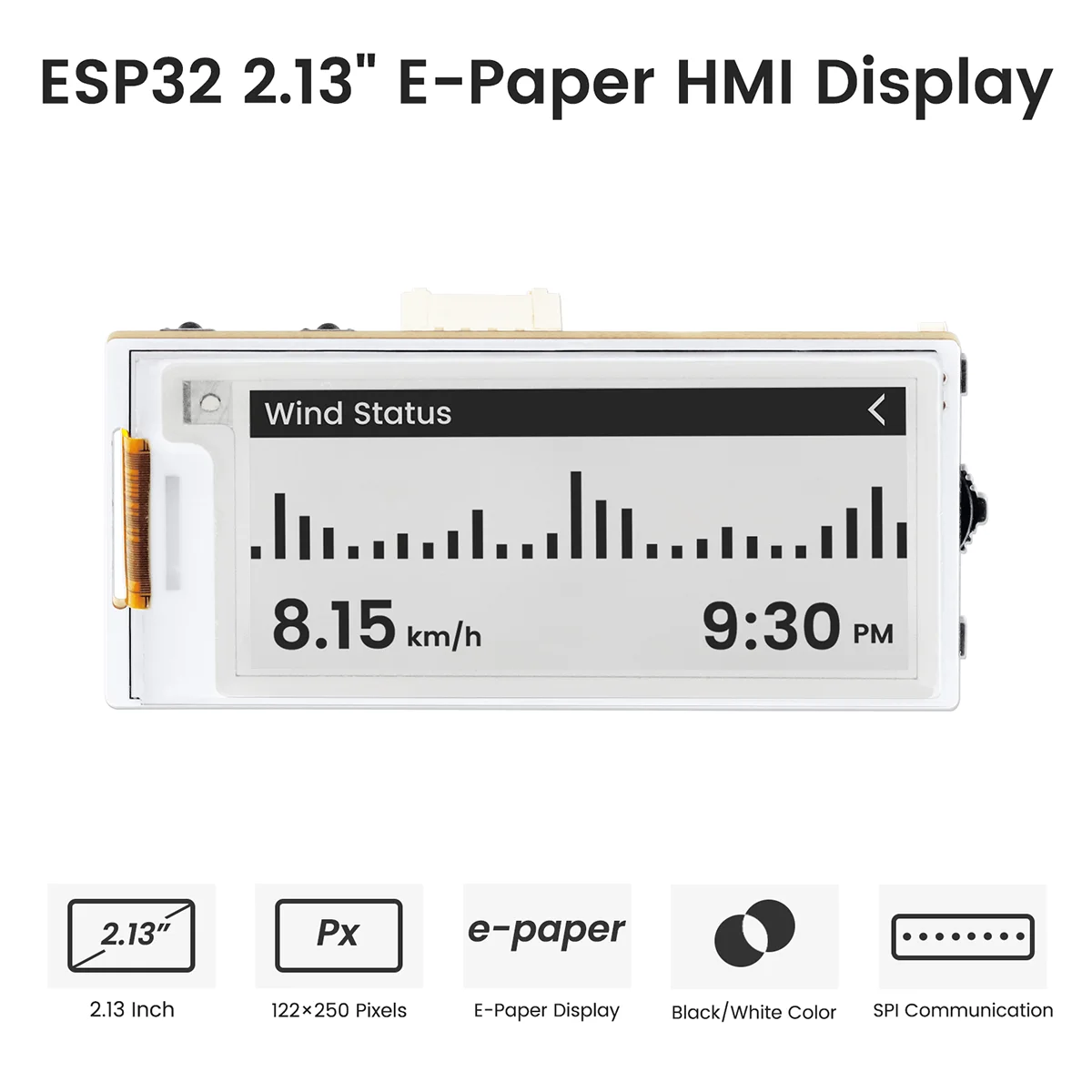 CrowPanel 아두이노 ESP 마이크로파이썬용 SPI 인터페이스 구동, 2.13 인치 전자 종이 전자 잉크, 122x250 ESP32-S3 HMI 디스플레이, 흑백