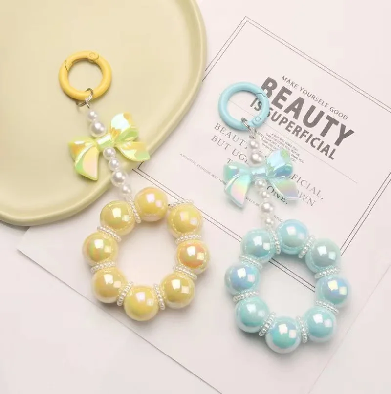 Korean Bow Pearl Pendant For Iphone Girl Phone Key Chain