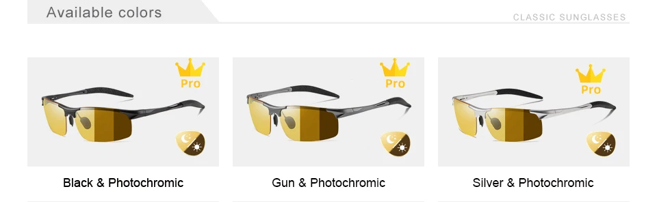 SZTZX Anti-Glare Tag Nacht Vision Photochrome Brille Männer Polarisierte Fahren Angeln Gläser Aluminium Randlose Reitbrille – Detail 19