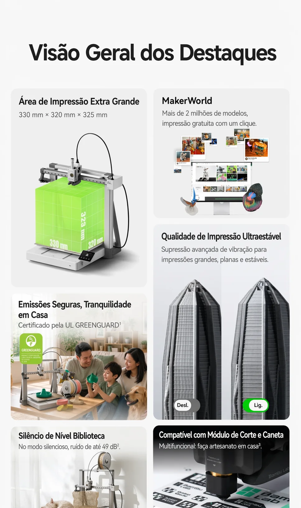 Bambu Lab A2LC with AMS Lite3D Printer 330*320*325 Large Printer Size Stable Printing Quality with Silence Mode 49dB
