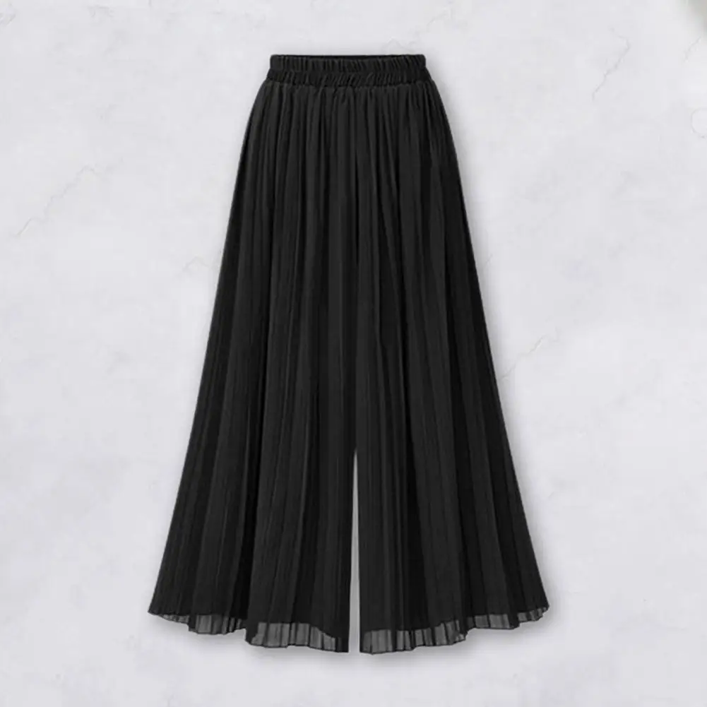 

Women Plus Size Casual Pants Elastic High Waist Wide Leg Trousers Pleated Wide Leg Solid Color Casual Pantskirt Streetwear