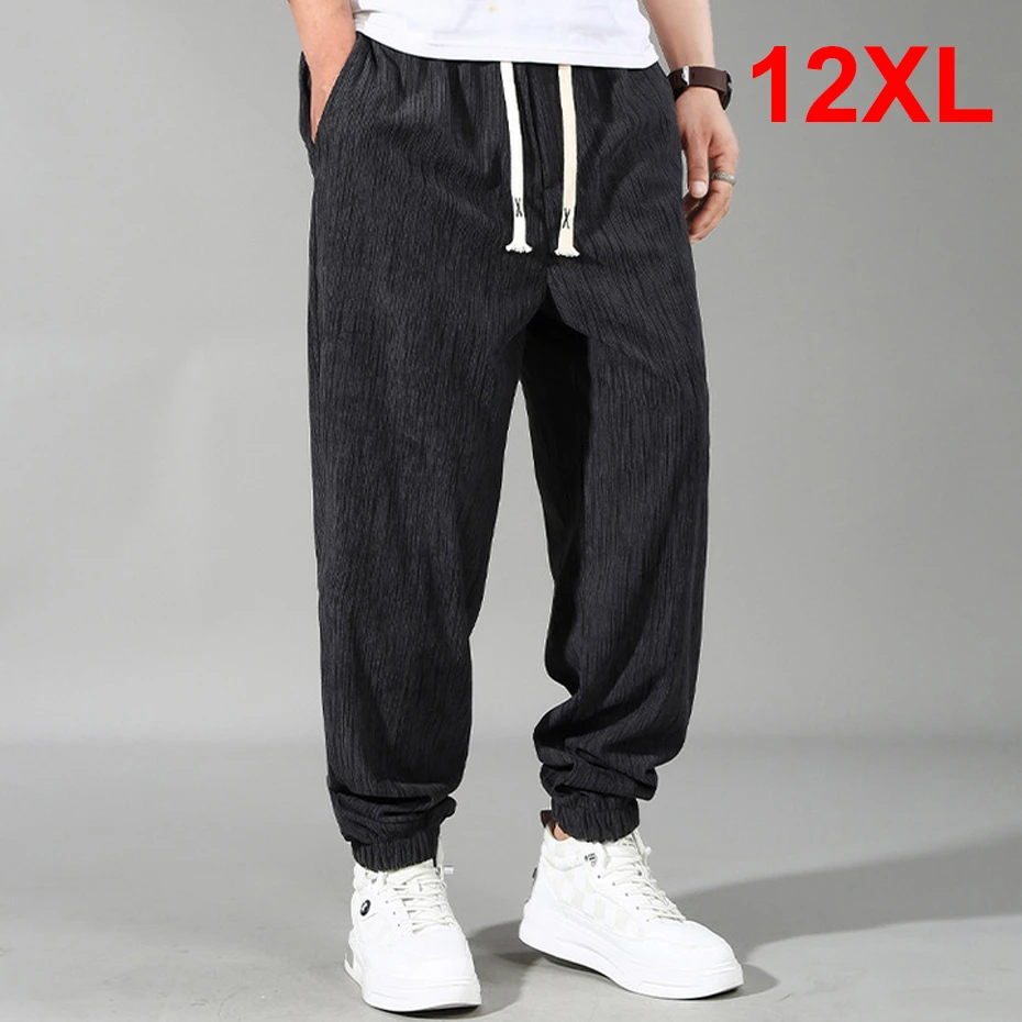 

Summer Cool Pants Men Plus Size 11XL 12XL Jogger Pants Fashion Casual Elastic Waist Trousers Male Big Size Bottom