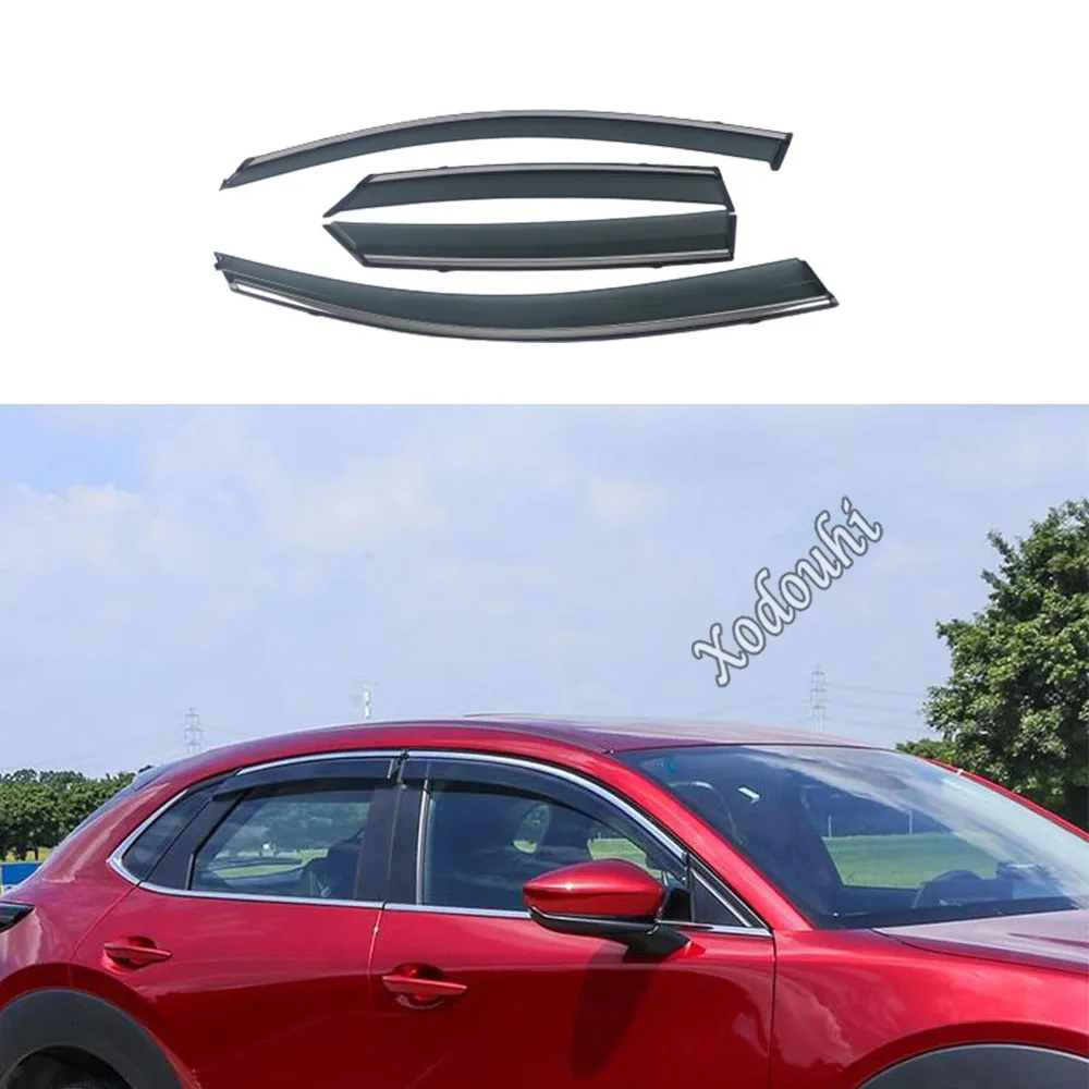 Car Styling Sticker Lamp Plastic Window Glass Wind Visor Rain/Sun Guard Vent Parts 4pcs For Mazda CX-30 CX30