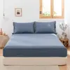 Simple&Opulence 1Pc Linen Cotton Fitted Sheet 14 Inch Deep Pocket Mattress Cover Natural Flax Breathable Bedding Set Bedsheet 1