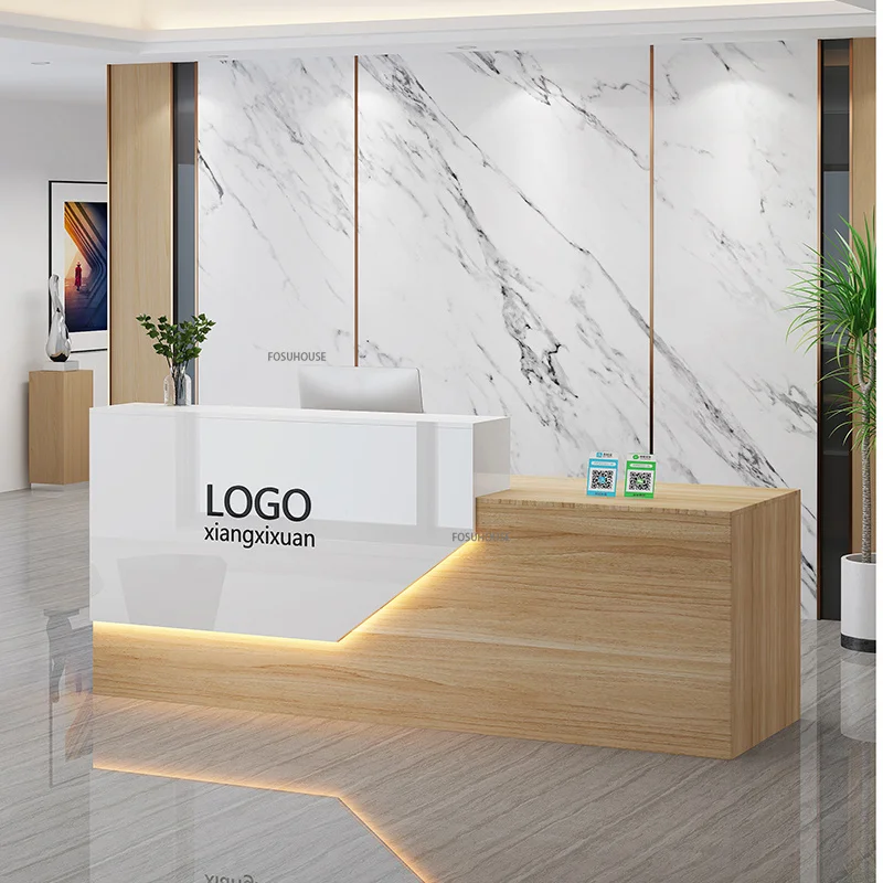 Modern design custom logo office counter luxury office desk table front desk  business clinic salon small reception desk - AliExpress